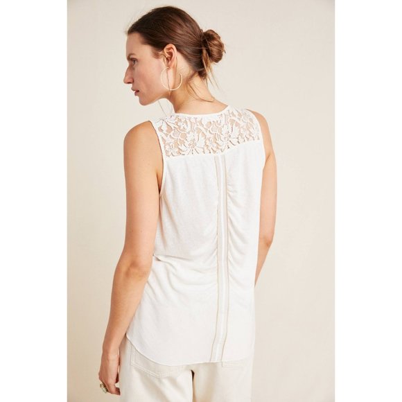 Anthropologie TINY Amarissa Embroidered Lace Blouse Top Tank Cream Off White - Picture 3 of 6